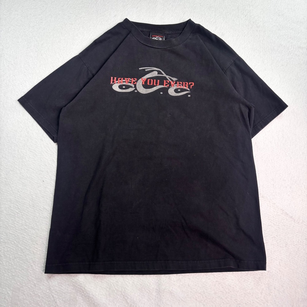 Orange County Choppers Have You Ever Motorcycle Biker Graphic TShirt L Black Y2K